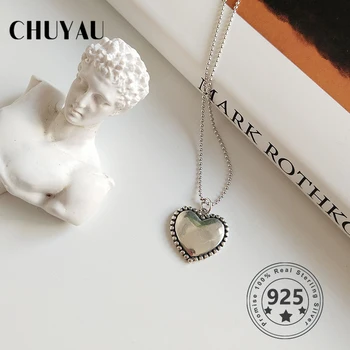 

Chuyau 925 sterling silver glossy necklace pendant light bead chain, love glossy necklace light bead chain For Women Gift