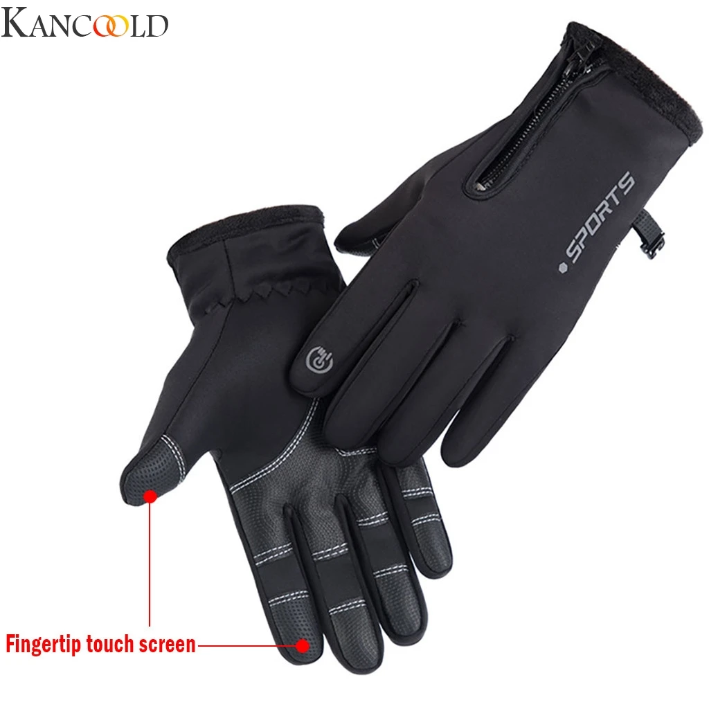KANCOOLD, женские, мужские перчатки, унисекс, зимние, для спорта на открытом воздухе, водонепроницаемые, на молнии, ветрозащитные, теплые, удобные, полный палец, перчатки, Новинка
