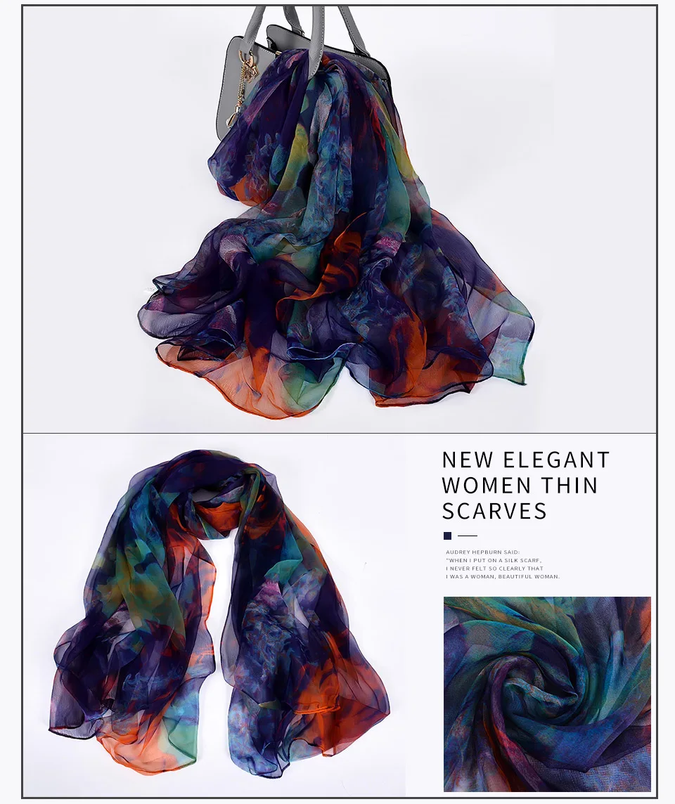 [BYSIFA] цветочный узор женский длинный шелковый шарф палантин с принтом 170*105 см Модный розовый красный бренд Шаль из чистого шелка для осени