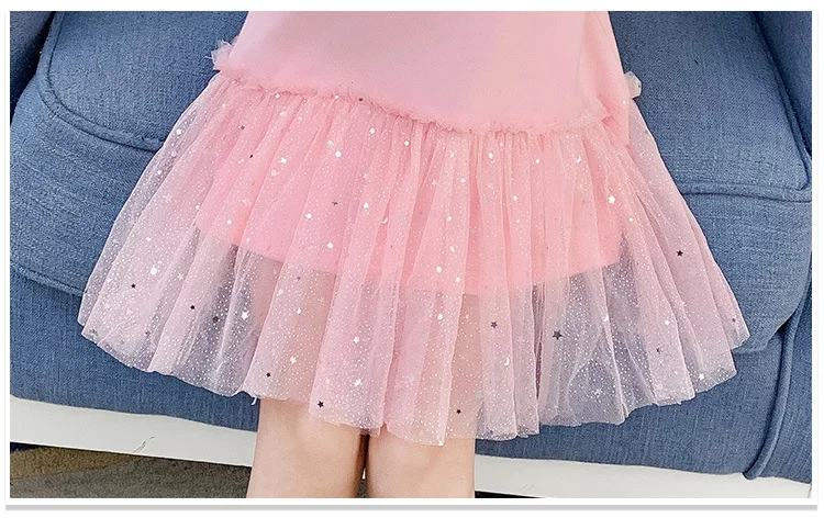Boutique Kid Clothing 2020 Spring Little Girls School Dress Cotton O neck Sweater Dress Pink Long Sleeve Letter Dresses for Teen (7)