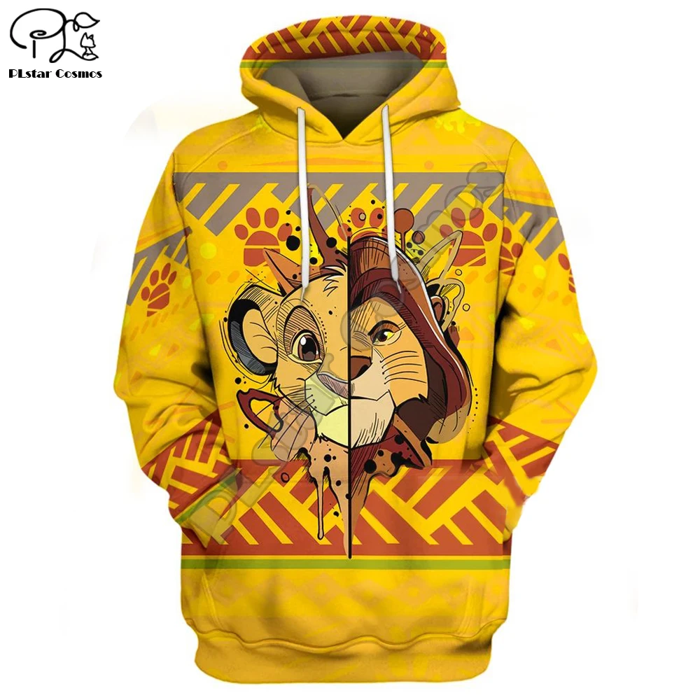 Новинка, повседневные толстовки с капюшоном/свитшоты/рубашки с 3D рисунком короля льва Simba, мужские тонкие уличные толстовки с длинным рукавом и принтом, TL022