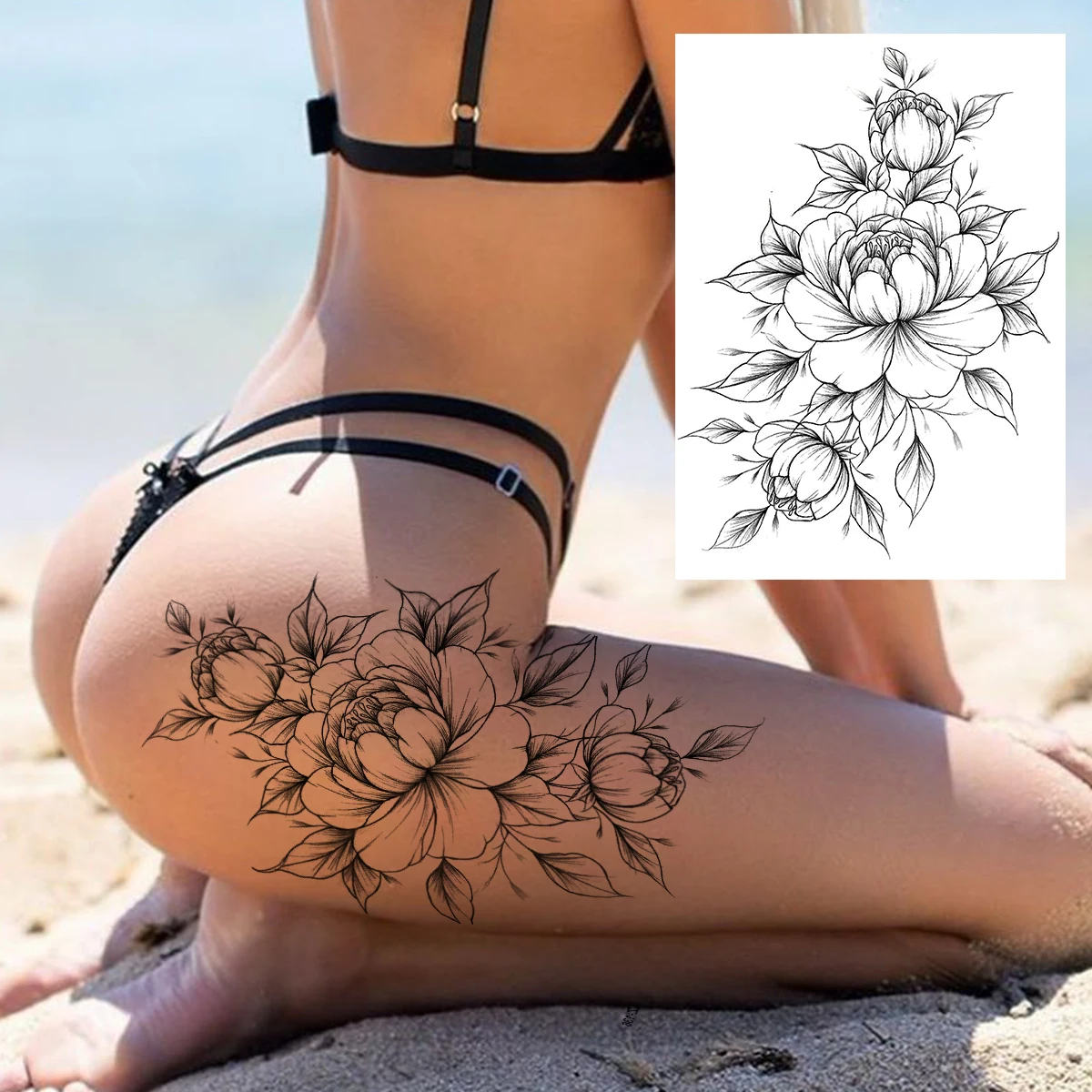 Temporary Tattoos Sexy Flower for Women Body Art