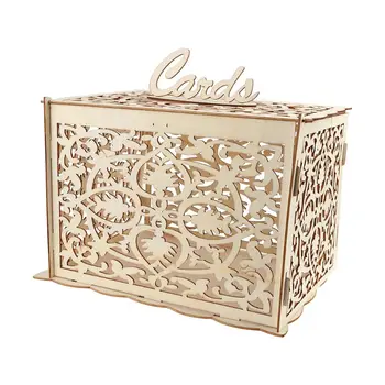 

Creative DIY Wooden Hollow Gift Cards Letter Box Container Wedding Party Decor for Home and Bedroom M6CE