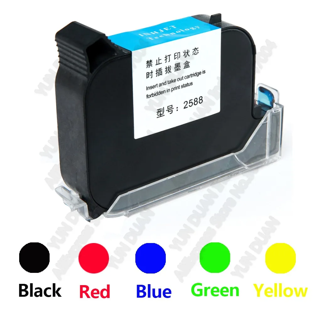 

Free Shipping 0.5inch Handheld Inkjet Printer Cartridge Quick Drying 2588 42ML Black Red Blue Green 1/2" 12.7mm Print Height