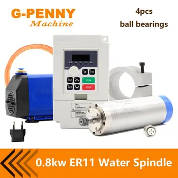 

New Arrival! 800w water cooled spindle kit 0.8kw water cooling 4 pcs bearings 65x195mm & 1.5kw inverter & 65mm holder & 75w pump