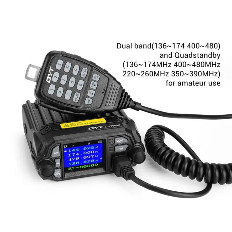 QYT KT-8900D VHF UHF мобильное Радио 2 способ радио Quad дисплей двухдиапазонный мини-автомобиль радио 25 Вт рация KT8900D