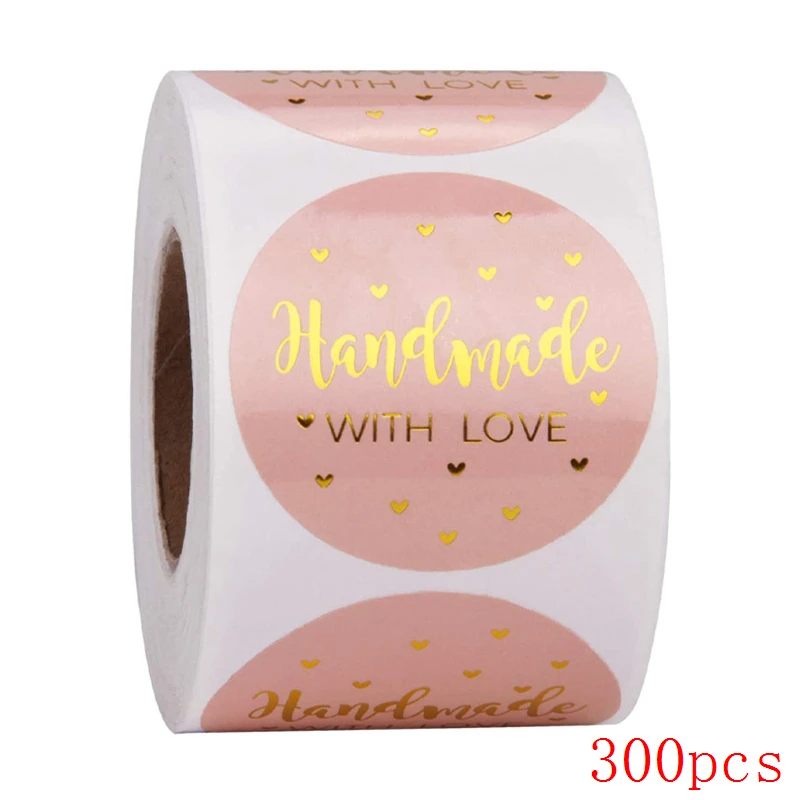 50-500pcs handmade with Love Stickers Baking label wedding sticker party label decoration envelope seal stationery black sticker 