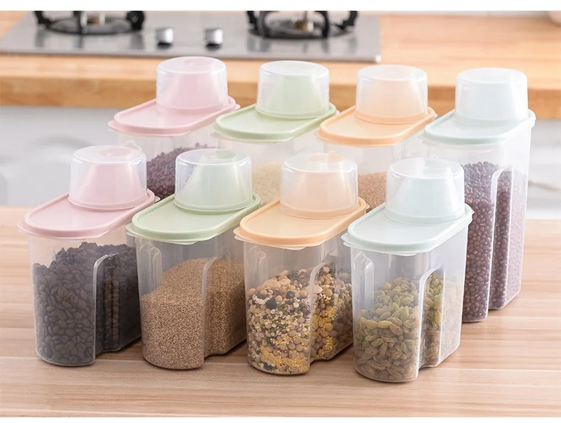 1.5L-2L коробка для хранения еды материал безопасный пластиковый прозрачный контейнер набор с Pour кухонные крышки бутылки для хранения баночки сухозерный бак