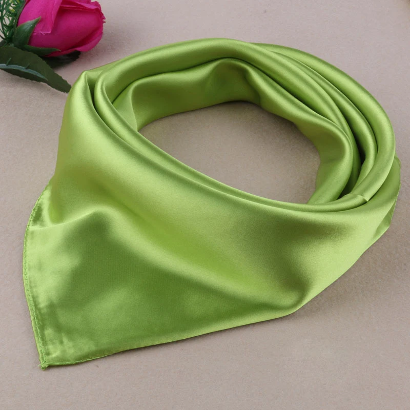 2020 Small Square Satin Solid Color Artificial Silk Neck Scarf for Ladies Women Scarves Handkerchief Headband Hair Tie Band 6