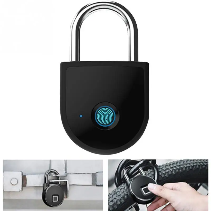 Smart Padlock Zinc Alloy Home Security Indoor Household Door Lock Rechargeable Touch Fingerprint Password Keyless Quick Unlock