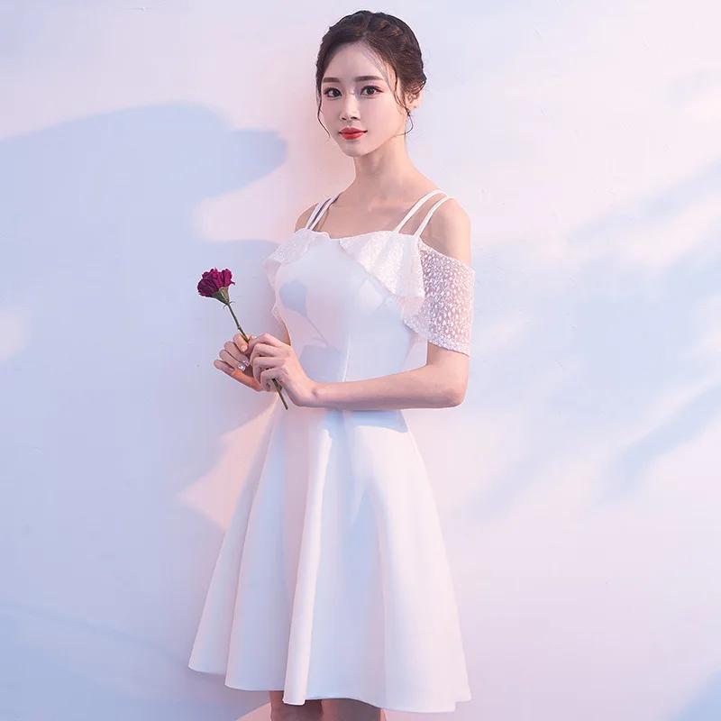 White Slash-Neck Party Dress Women Bride Cheongsam Short Butterfly Sleeve Wedding Qipao Elegant Dresses Gown Vestido XS-XXXL
