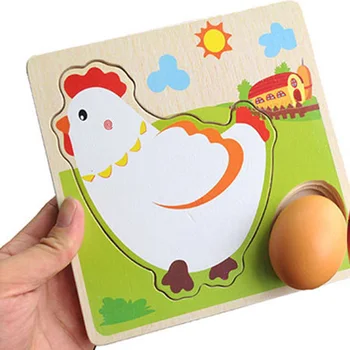 

Kids Wooden Puzzles toys Mulit Layer Chicken Hen Growing Up Cartoon Children Panel Process Early Emulational Eggs Toys