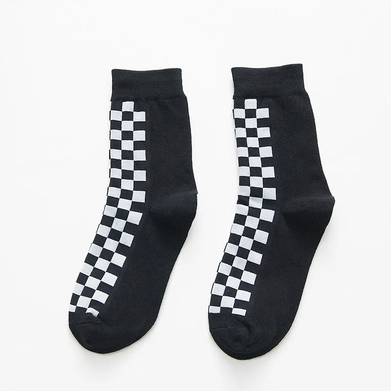 1 Корея Funky Checkerboard Harajuku тренд весенние носки унисекс геометрические клетчатые носки мужские Хип Хоп Хлопок Уличная новинка носки - Цвет: 1