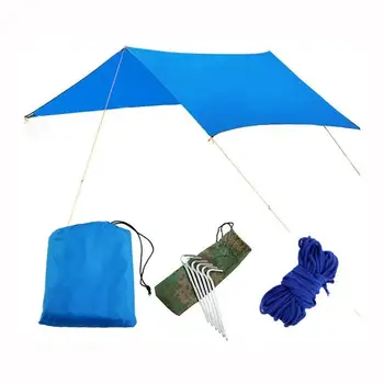 

Shelter Tent for Beach Waterproof Shade Outdoor Camping Hammock Rain Fly Pole Tarpaulin Garden Awning For Fishing And Leisure