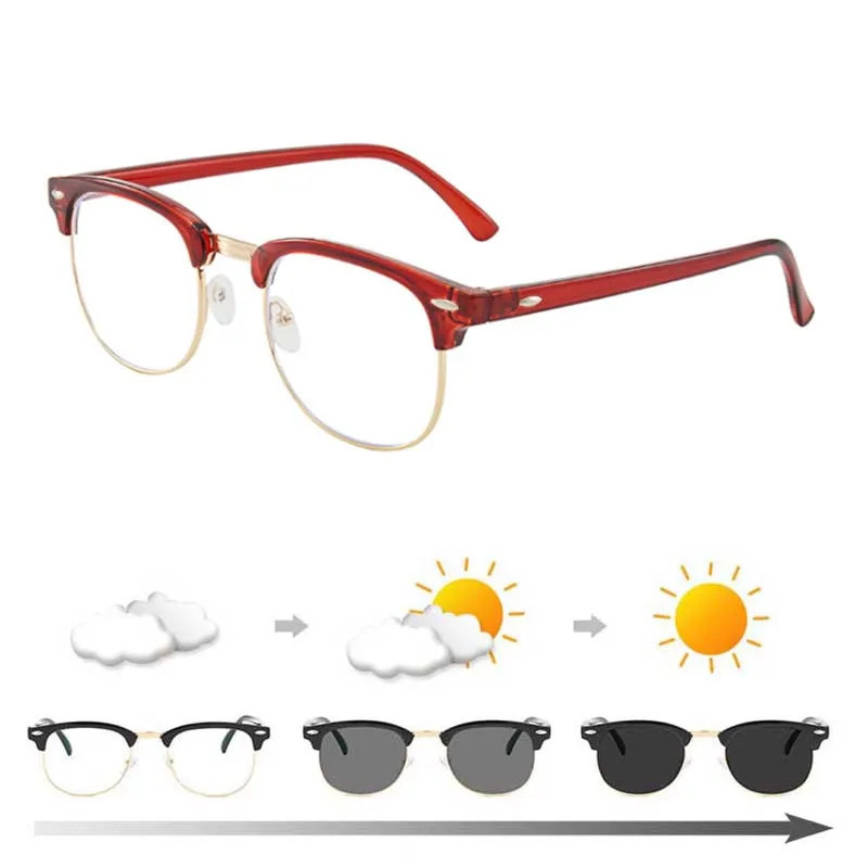 Myopia Glasses Anti Blue Light Photochromic Diopter SPH