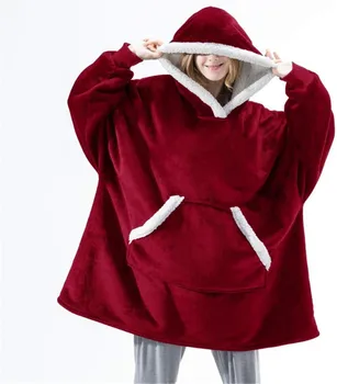 

Sweatshirt Blanket Women Oversized Hoodies Winter Blanket With Sleeve Plaid Giant Hoodie Zip Coat Female Fleec