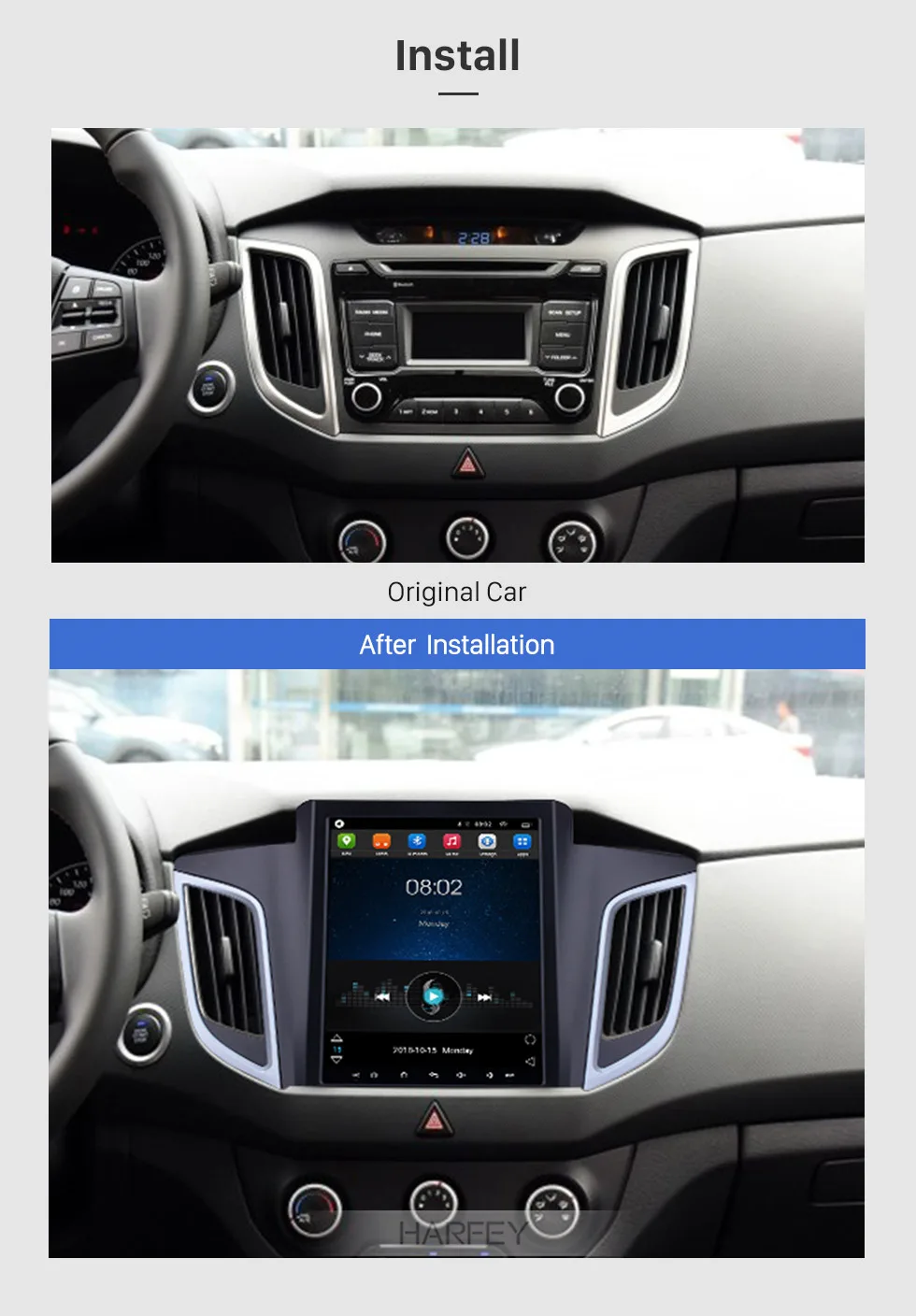 Harfey мультимедийный плеер 9," 4G LTE автомобильный радиоприемник для hyundai IX25 Android 9,1 gps навигатор с камерой заднего вида wifi DVR