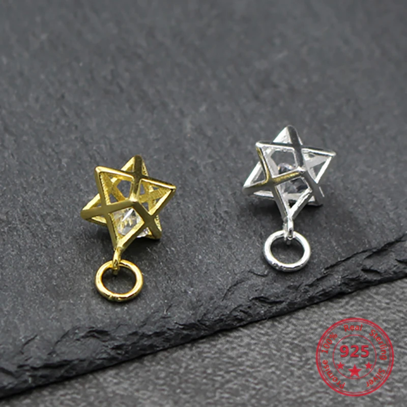 

Healthy not allergic 925 Sterling Silver jewelry accessory Geometric hollow inlaid zircon Pendant Fit Bracelet DIY Decoration