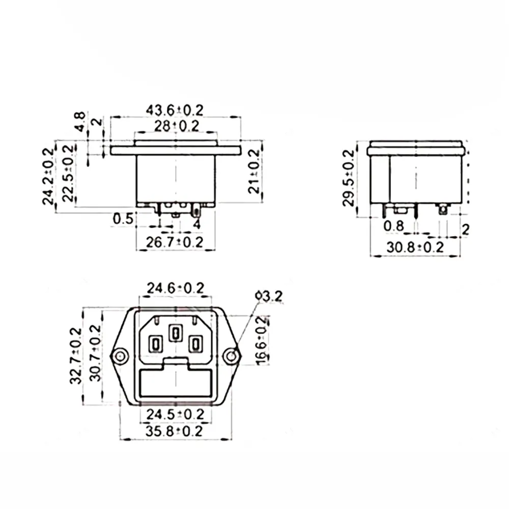 5 шт. AC-03 10A 250VAC 3 Pin IEC320 C14 Разъем питания винт фиксированный Железный сердечник AC Розетка с предохранителями интерфейс