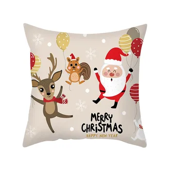 

Christmas Cotton Linen Cushion Cover Environmental Protection Throw Pillow Case Sofa Home Decor Hot Новогодние Hot