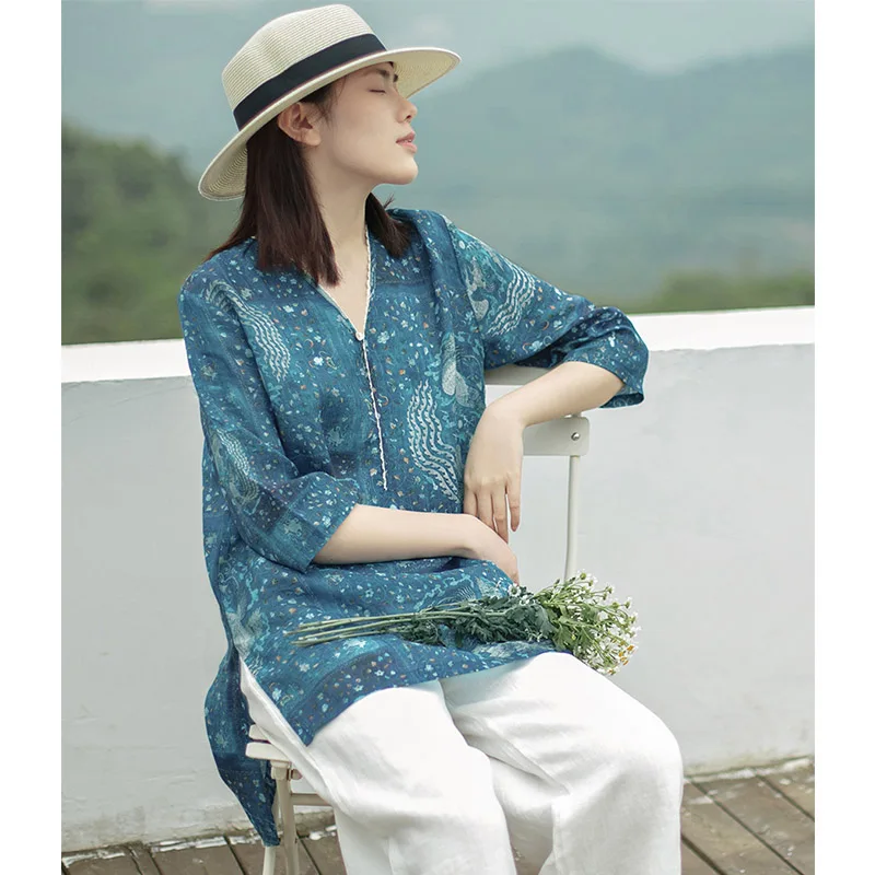 SCUWLINEN 2020 Summer Autumn Women Tops Retro