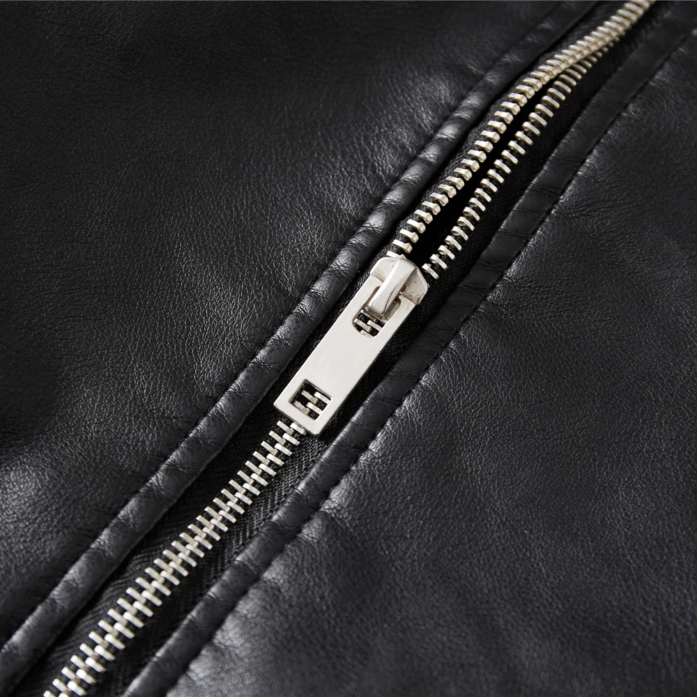 men's genuine leather blazers 2022 Winter Black Leather Jacket Men Fur Lined Warm Motorcycle Jacket Slim Street Fashion BLack Biker Coat Pleated Design Zipper leather blazer men