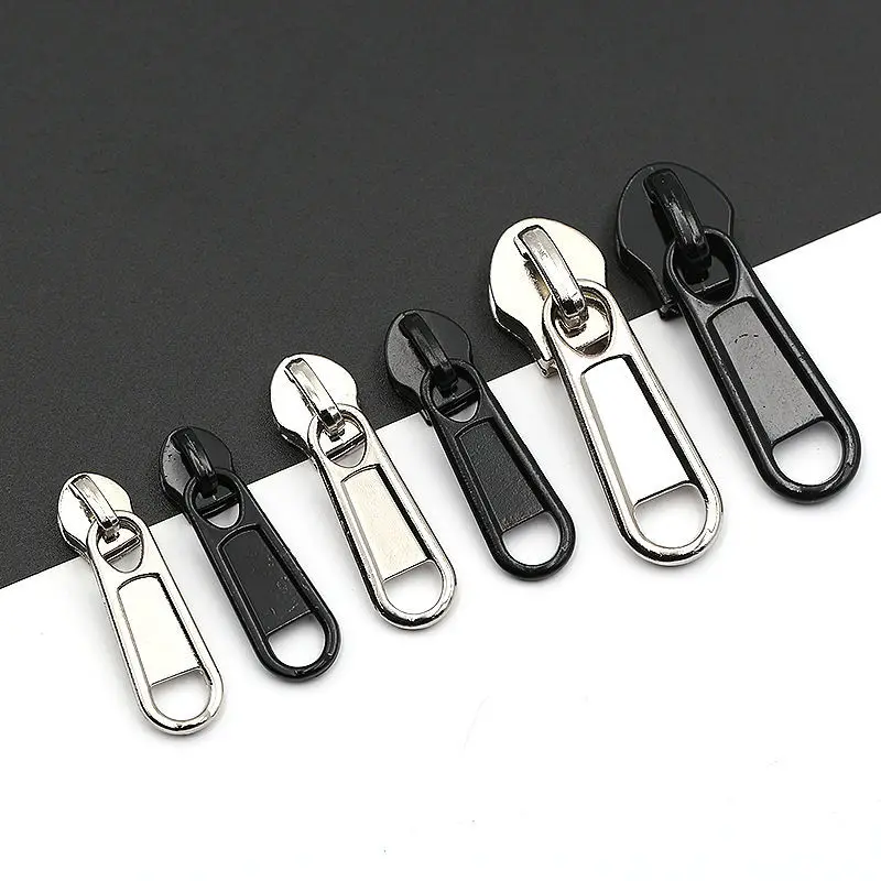 8Pcs 4 Sizes Replacement Metal Zipper Pullers Universal Double-sided Nylon Zipper Pull For Clothes Repair Sliders Head