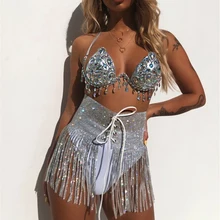 Роскошные сексуальные Стразы, блестки, кисточки, юбки для женщин, Блестящий Алмазный бандаж, высокая талия, для ночного клуба, вечерние, мини-юбки