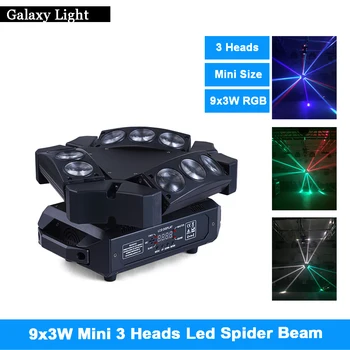 

9x3W Mini 3 Heads RGB LED Moving Head Spider Beam Light for Night Club DJ Party Event