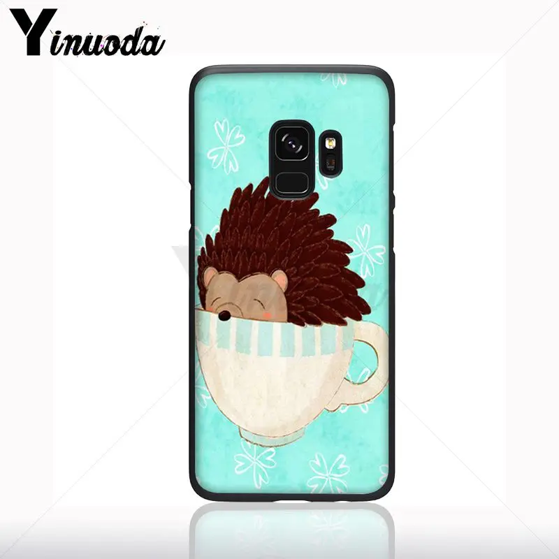 Hedgehog Naik Sepeda Lucu Di Cangkir Teh Hewan Seni Phone Case untuk Samsung Galaxy S10plus S9 Plus S8plus S10E A50 A70 a10 Ponsel