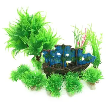 

Simulation Water Grass Fake Mountain Set Artificial Underwater Plants Decor Household FishTank Planter Decoration Accessories