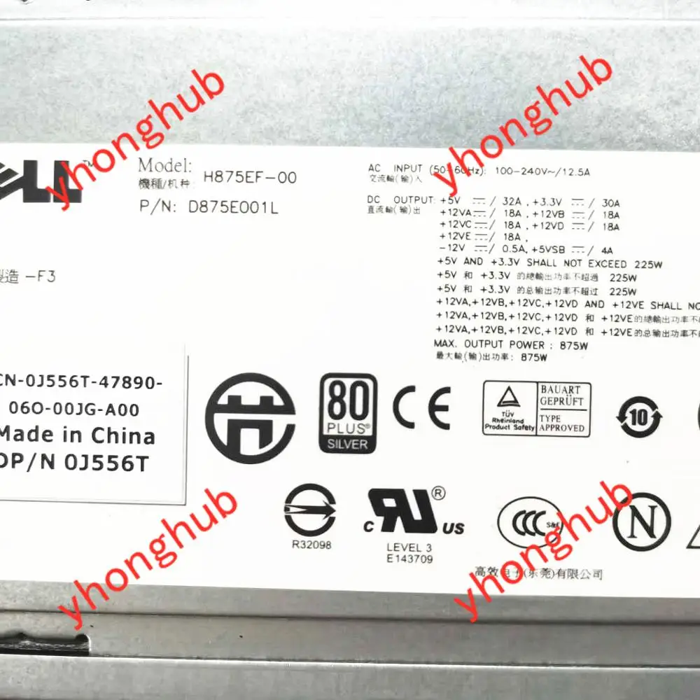 Мощность край T5500 875W T5500H875EF 00 D875E001L 0J556T сервера Питание|server power supply|power supply psuserver psu |