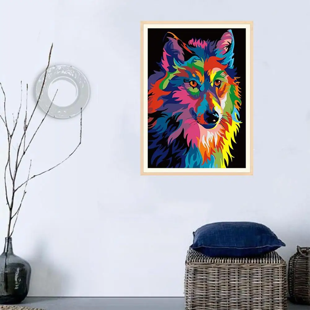 

30x40cm Colorful Wolf Cross Stitch Craft DIY Mosaic Full Round Diamond Painting
