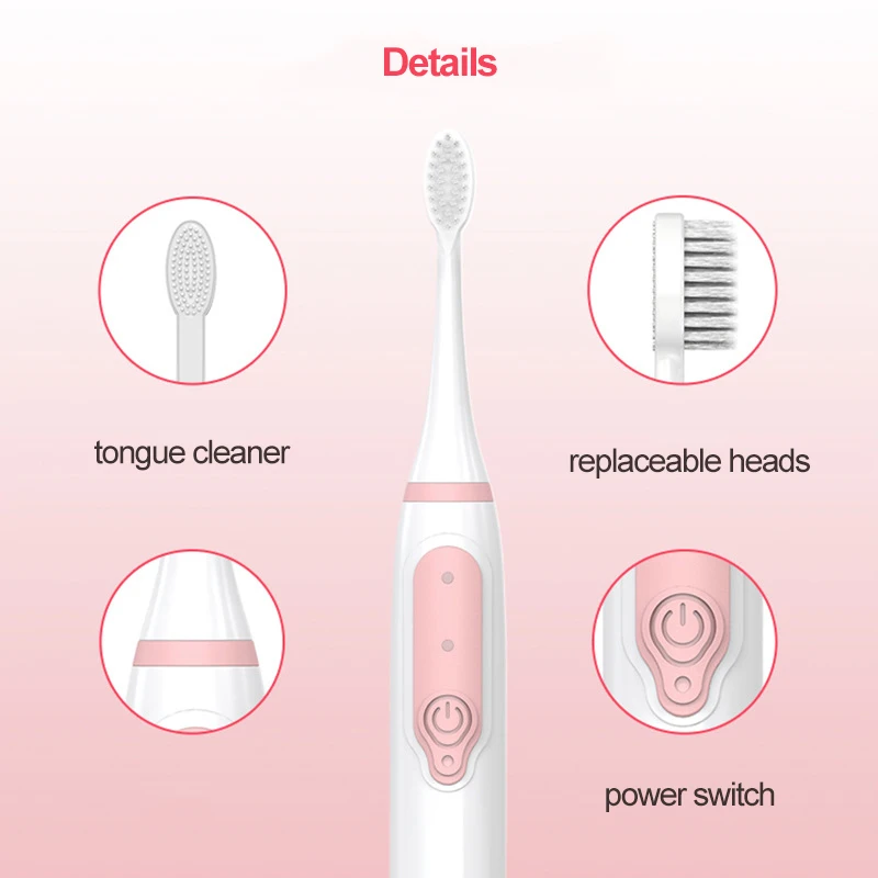 New Adults Electric Toothbrush IPX7 Waterproof Sonic Toothbrush 3 Soft Toothbrush Heads Oral Care Sonic Brush New Adults Electric Toothbrush IPX7 Waterproof Sonic Toothbrush 3 Soft Toothbrush Heads Oral Care Sonic Brush