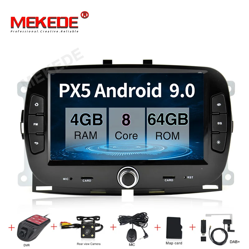 MEKEDE HD 4G ram Android 9,0 автомобильный Радио dvd-плеер мультимедиа для Fiat 500+ gps wifi Bluetooth Видео Стерео навигация