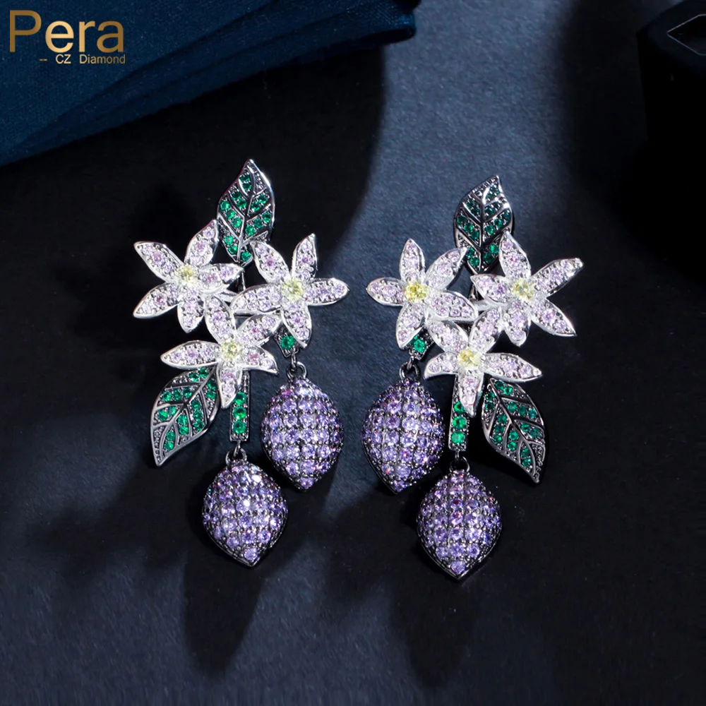 

Серьги-подвески женские с фианитами, фиолетового цвета, E854