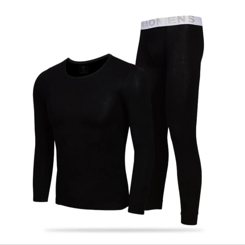 Color 2 O-neck Модальные кальсоны, набор, мужское термобелье, одежда для сна, круглый вырез, длинный рукав, топы, штаны, теплый зимний термокостюм размера плюс M-XXXL - Цвет: Color 2 O-neck