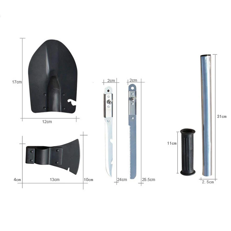 Ceny Cztery w jednym składany wielofunkcyjny łopata Camping ostrza topora na świeżym powietrzu piła składana podróży ogród narzędzia kempingowe wysokiej ze stali węglowej