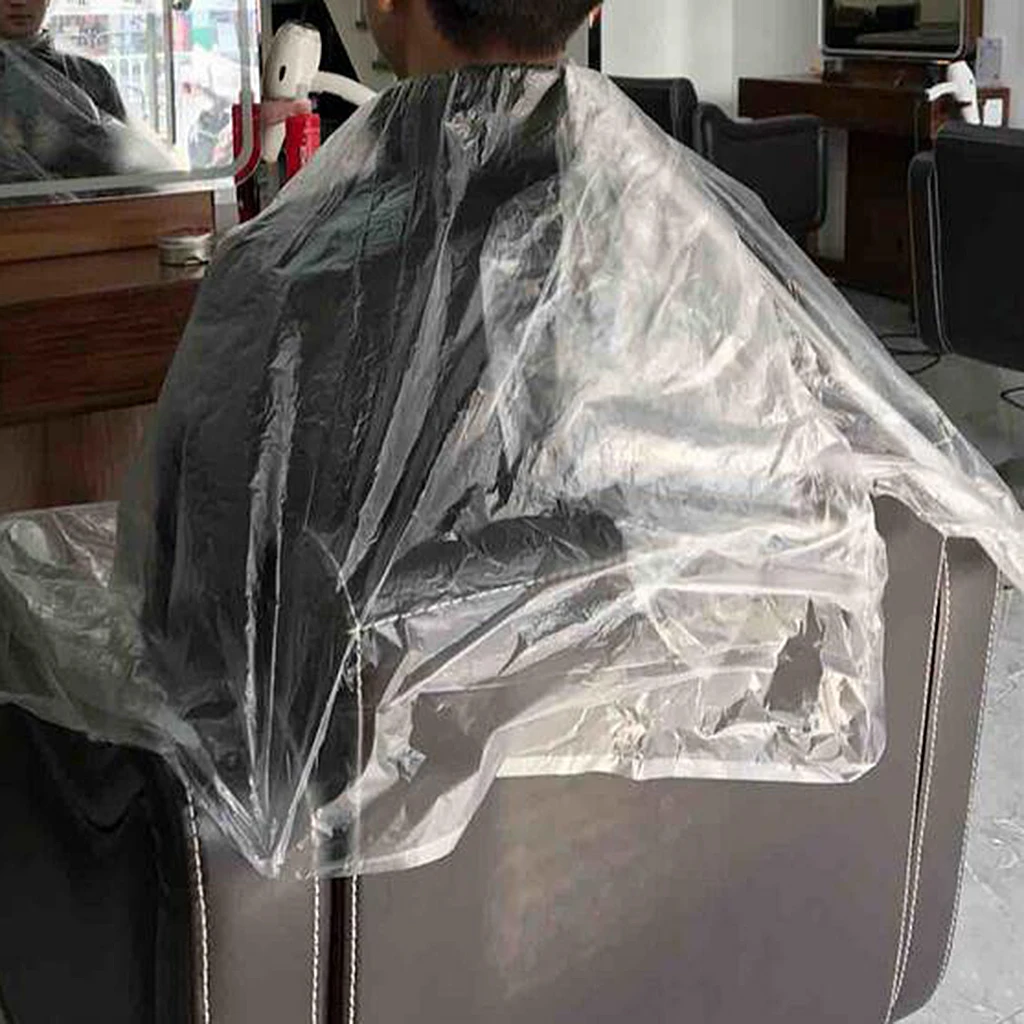 50pcs Waterproof Hairdressing Capes Hair Dye Cape Disposable Hair Cutting Cape Salon Gowns Barber Shop Capes Apron 150x130cm