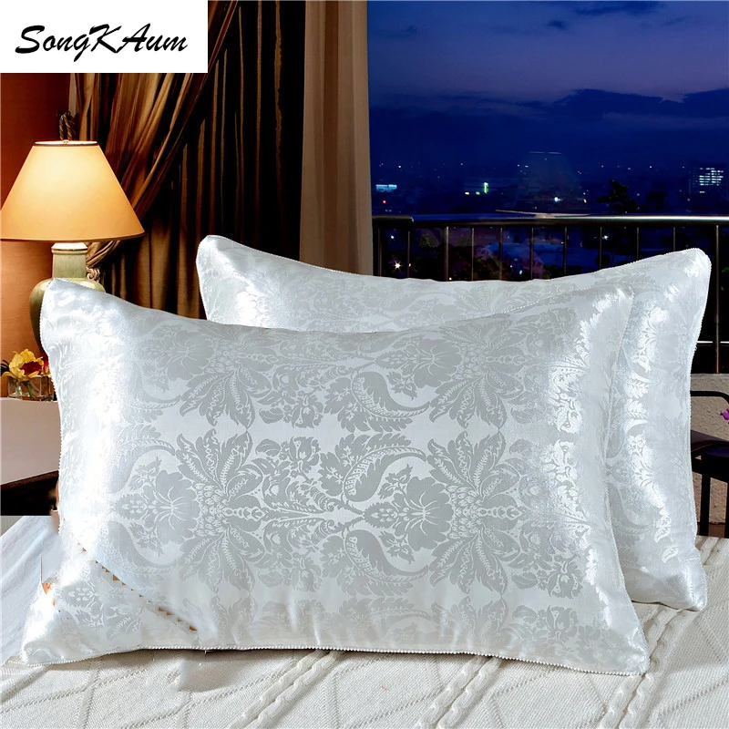 SongKAum 100% Mora almohada de seda de alta calidad almohada de jacquard niño adulto ortopédicos cuello almohada cubierta de algodón