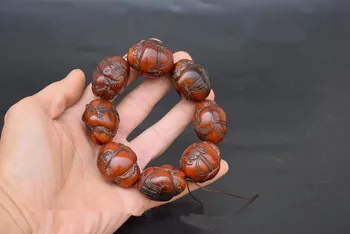 

Chinese Yak horn hand carved eight square God of wealth Bracelet