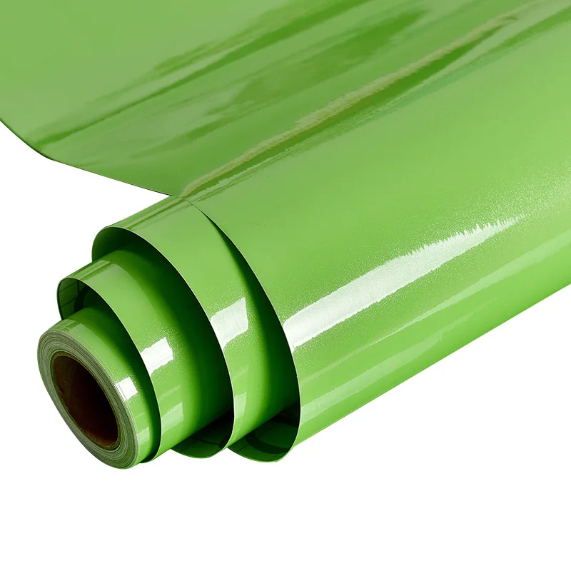 Green 1M/Roll Self Adhesive Contact Paper Cabinet Glossy Waterproof PVC Cabinet Wallpaper For Door Furniture Stickers Bathroom Kitchen - Цвет: Green