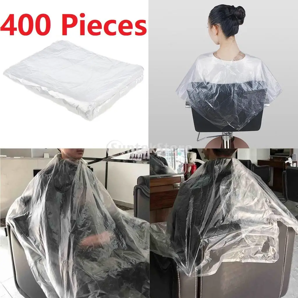 400x Large Disposable Hair Cutting Cape Gowns Barber Capes Apron Clear