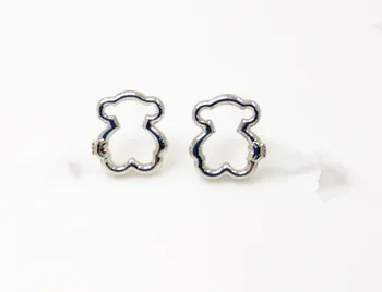 

Fashion Women Men Silver Color Rose Gold Black Steel Copper Hollow Bear Animal Stud Earrings Pulseras Jewelry