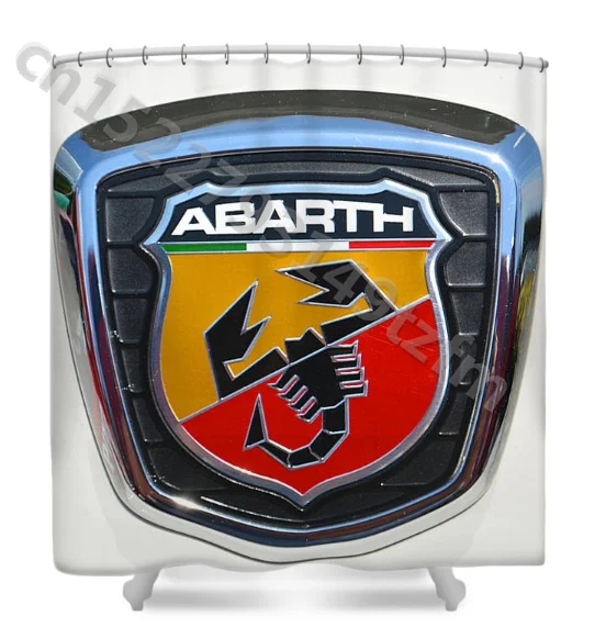 photo color Waterproof Shower Curtains Abarth logo shower curtain Print Polyester Fabric Bathroom Curtain With 12 Hooks - Color: photo color