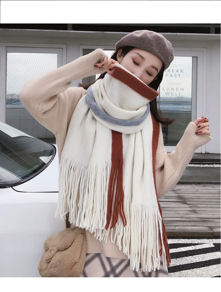 Women Solid Color Cashmere scarves with tassel Autumn new soft warm lady's secret thin long scarf woman shawl scarf