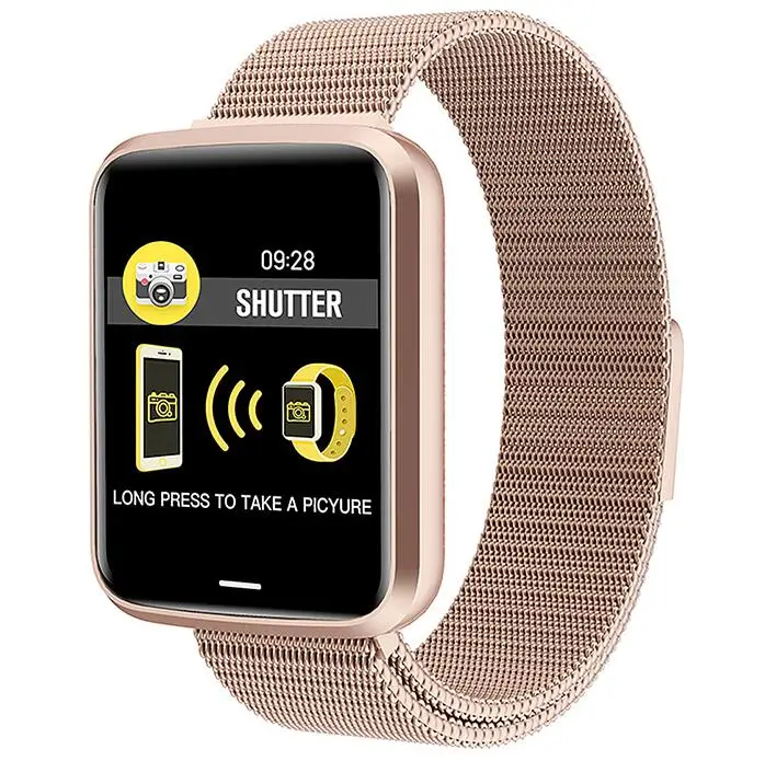 Новые умные часы H19 с цветным экраном, водонепроницаемые спортивные часы с Bluetooth, здоровый пульс, монитор артериального давления, шагомер - Цвет: Steel strap gold