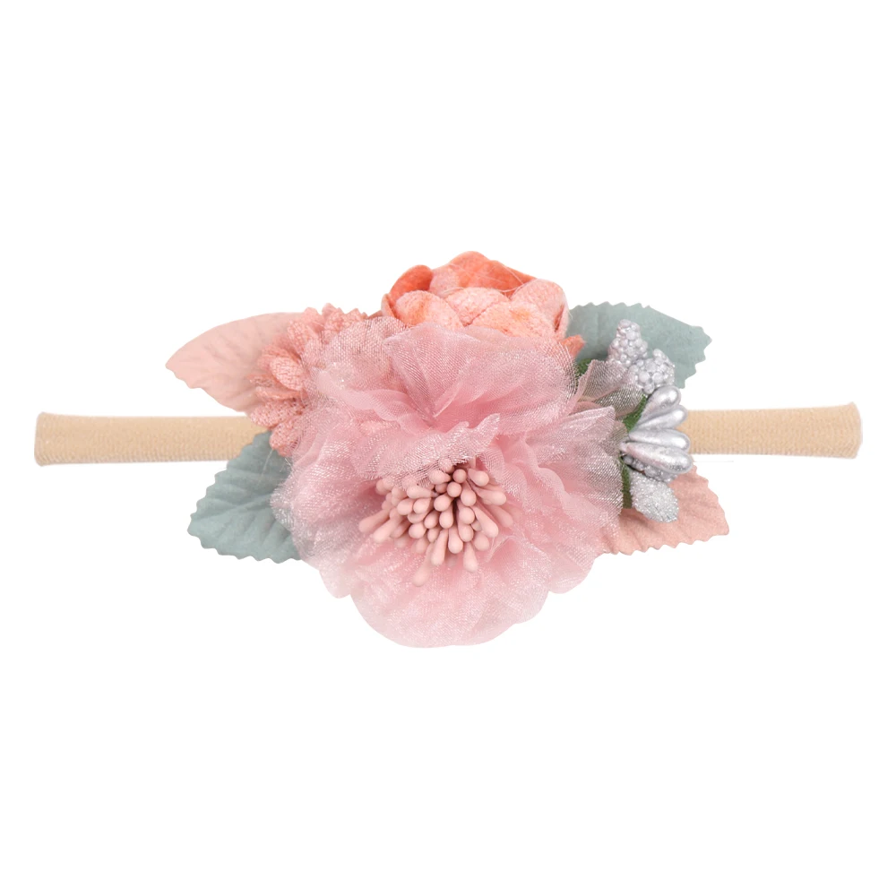 Fashion Florals Flower Headband Newborn Baby Elastic Princess Hairbands Child Kids Pearl Fresh Style Cute Headwear Gifts