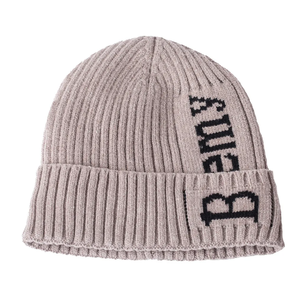 Beanies Шапка удобная унисекс теплый зимний теплый вязаный Bemy шапка с буквенным принтом Повседневная Уличная Женская шляпка