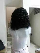 Rizado de la onda de agua Bob peluca del pelo humano del frente del cordón pelucas con minimechones pelo brasileño BOB corto peluca para las mujeres negras